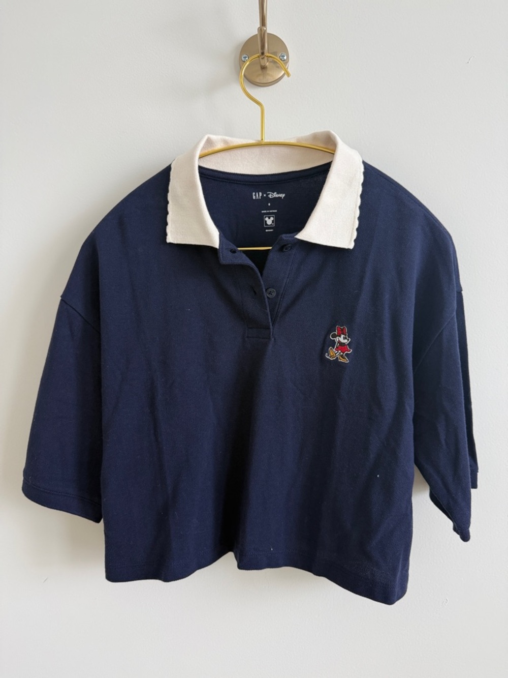 Gap × Disney Minnie Mouse Cropped Pique Polo Shirt